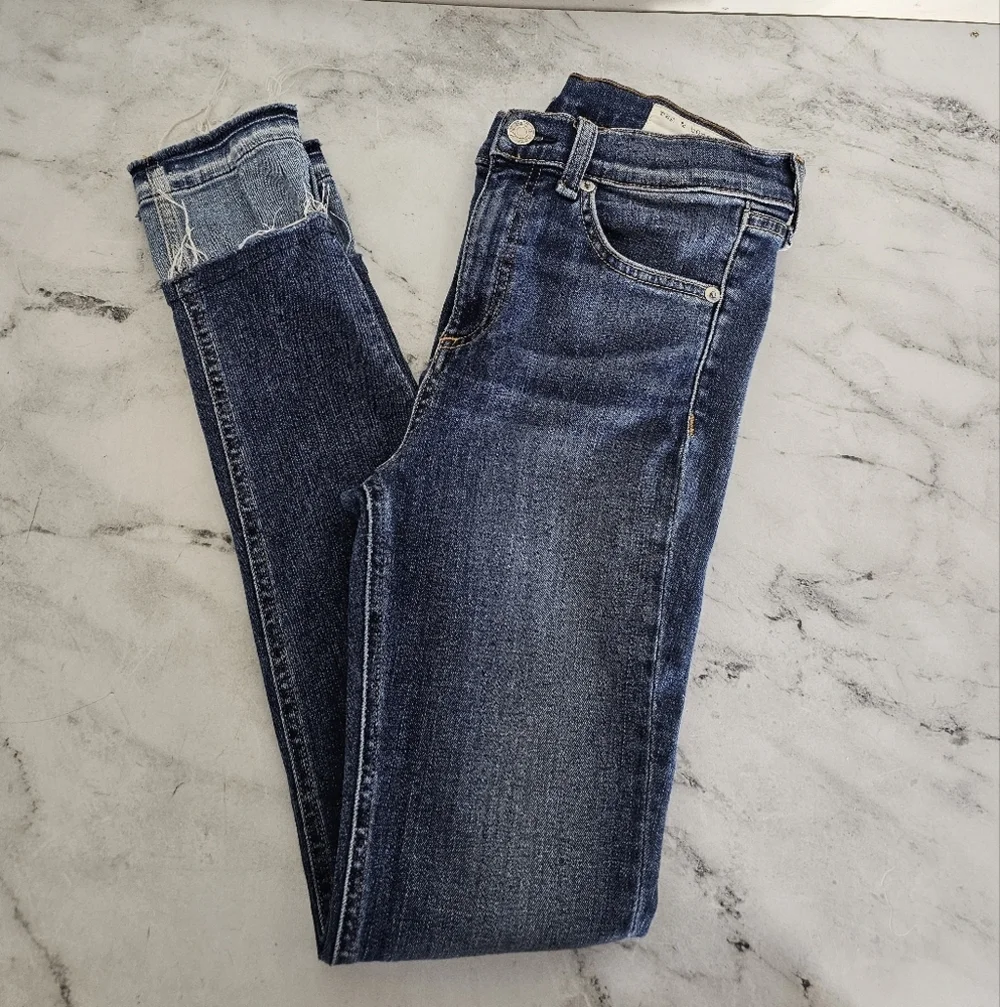 Rag & Bone 10 Inch Ankle Skinny‎ High Rise Blue Jeans 25 Preowned